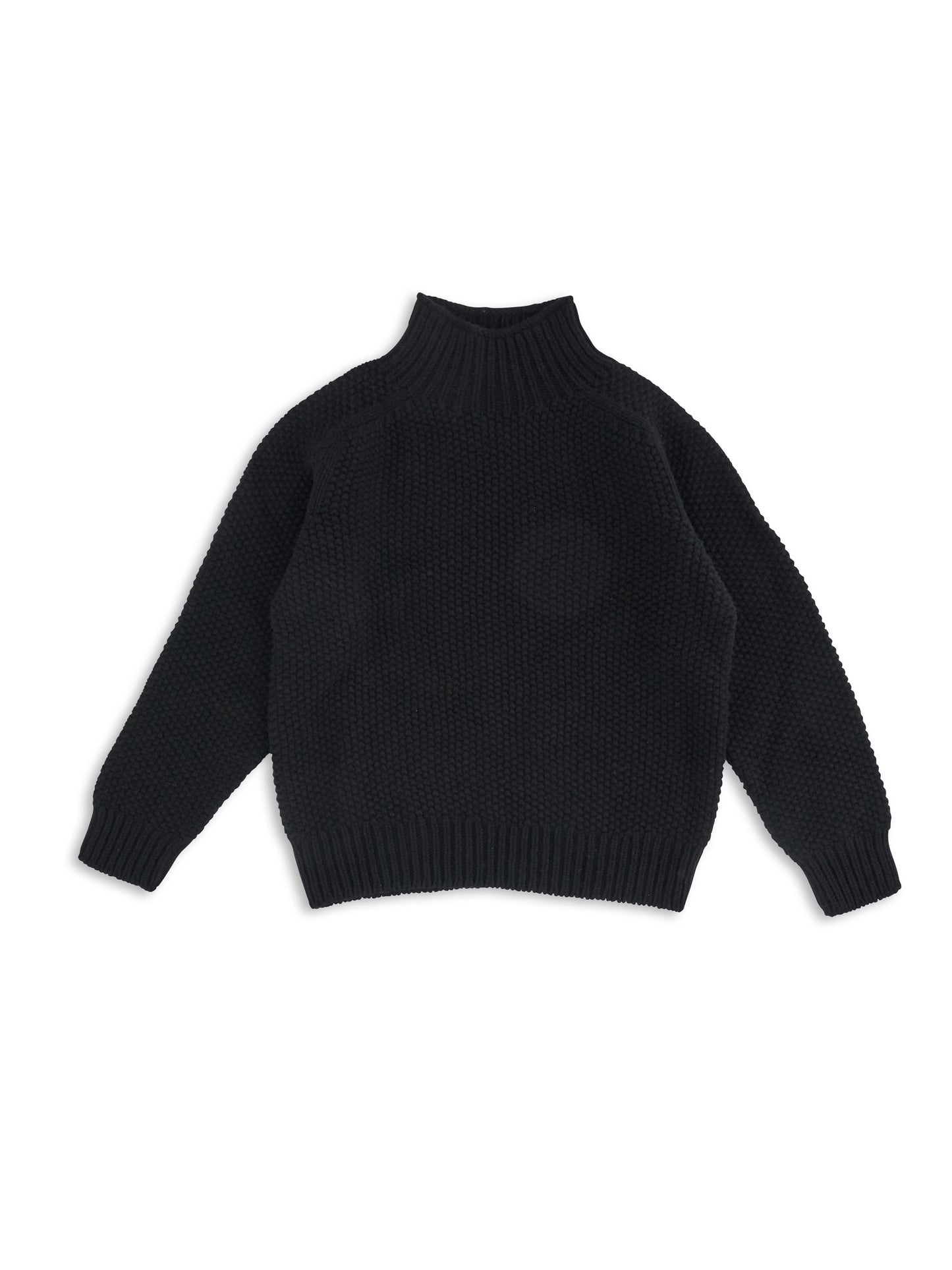 Black Moss Stitch Turtleneck Jumper