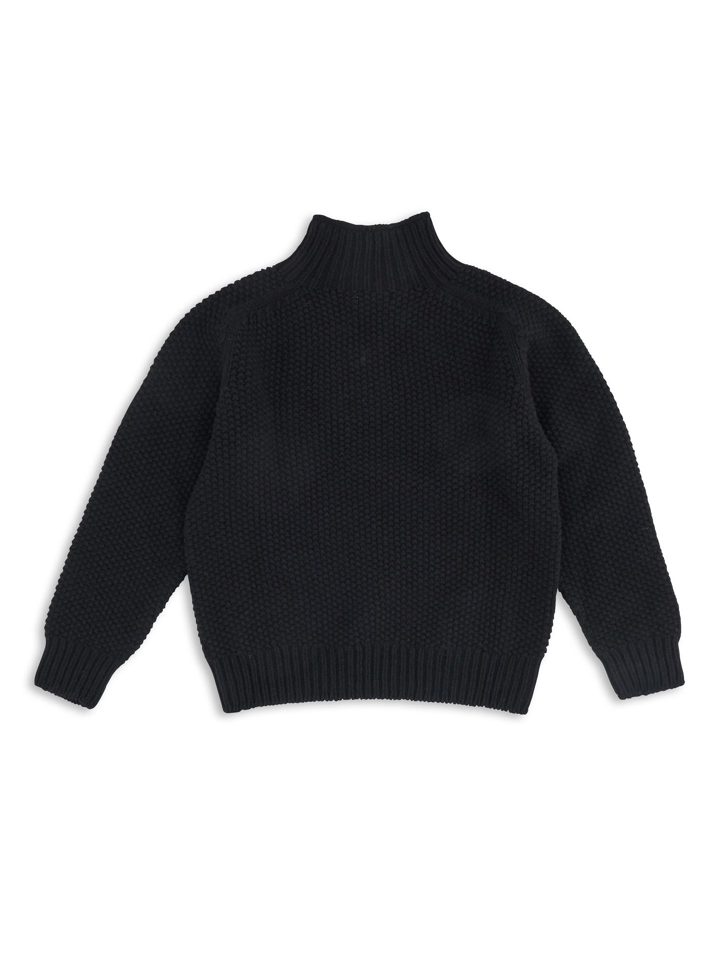 Black Moss Stitch Turtleneck Jumper