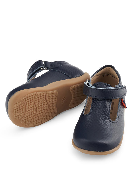 Load image into Gallery viewer, Navy Leather First Steps T-Bar Shoes
