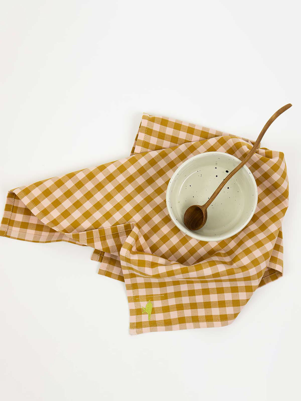 Pink & Mustard Check Tea Towel