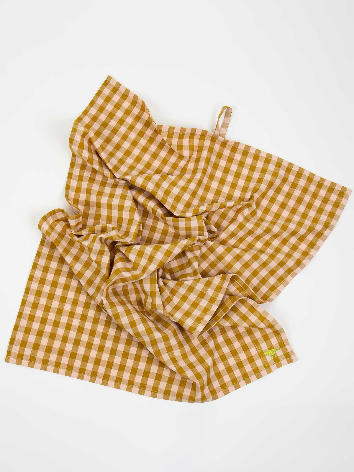 Pink & Mustard Check Tea Towel