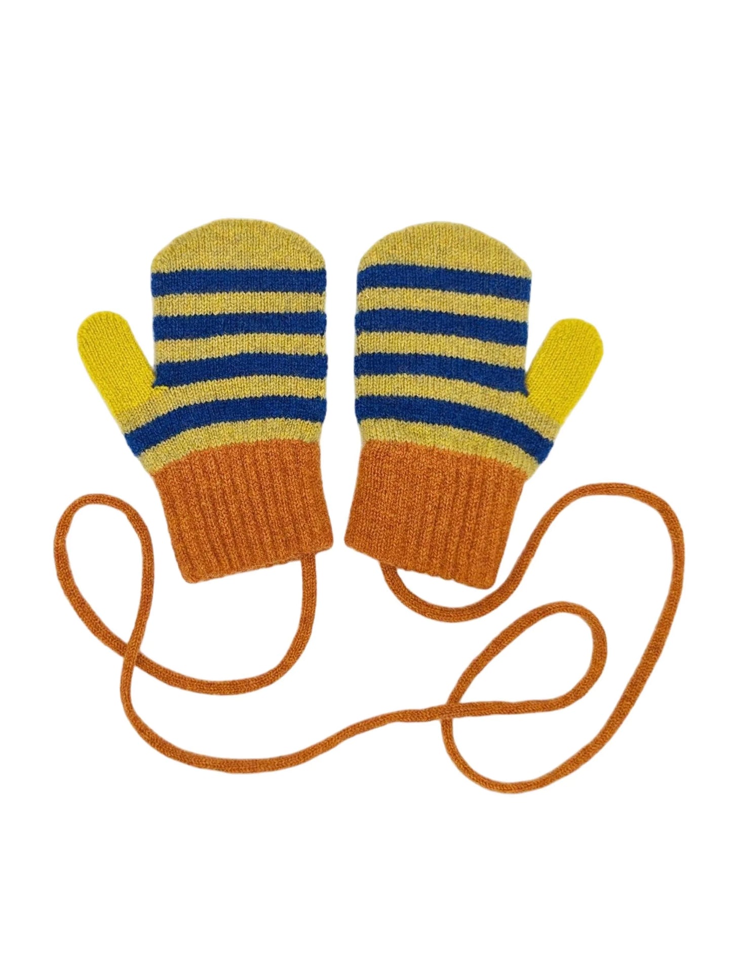 Blue & Green Striped Mittens