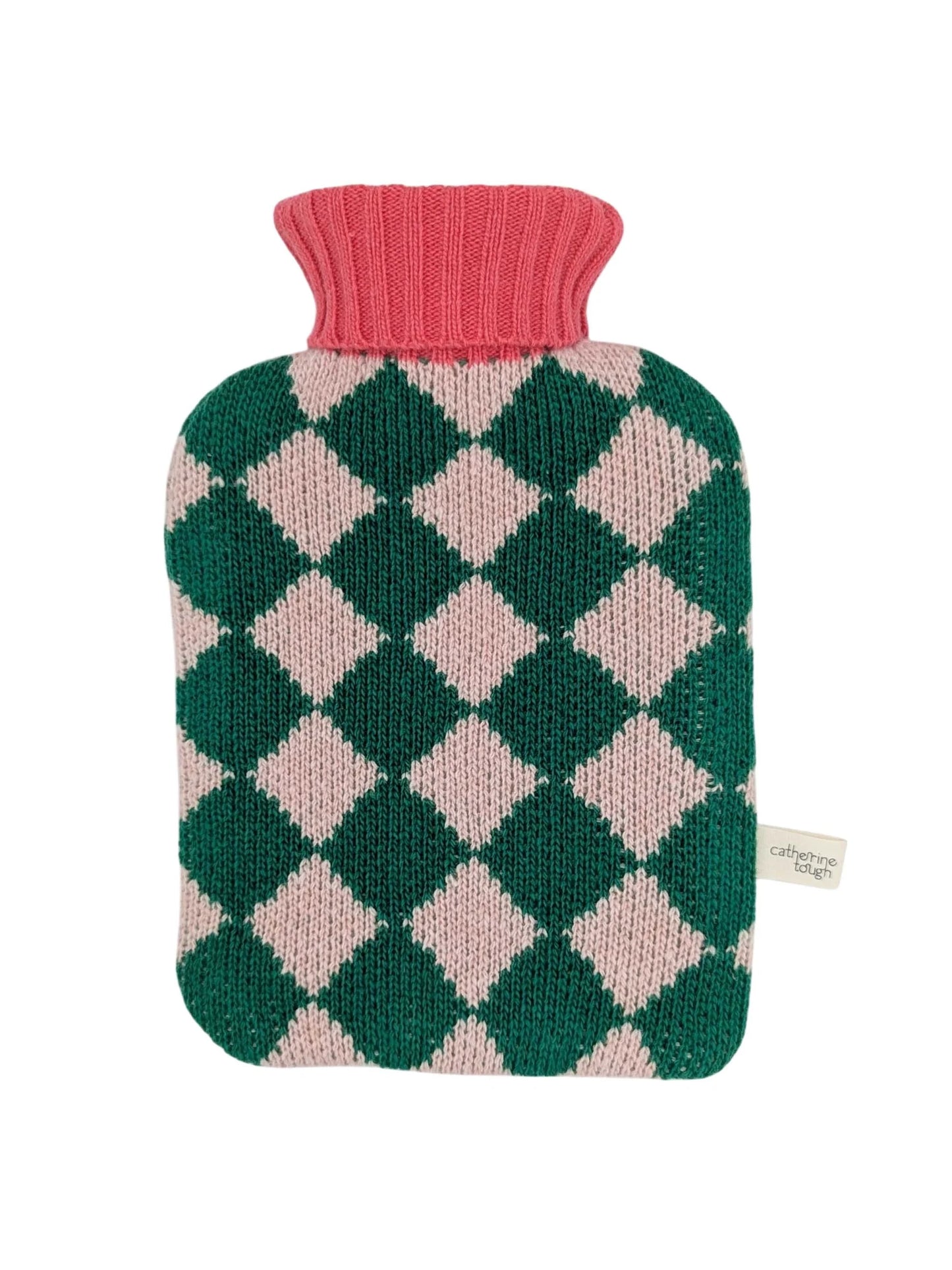 Green & Peach Diamonds Mini Hot Water Bottle