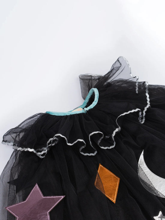 Tulle Appliqué Witch Cape, Hat & Wand