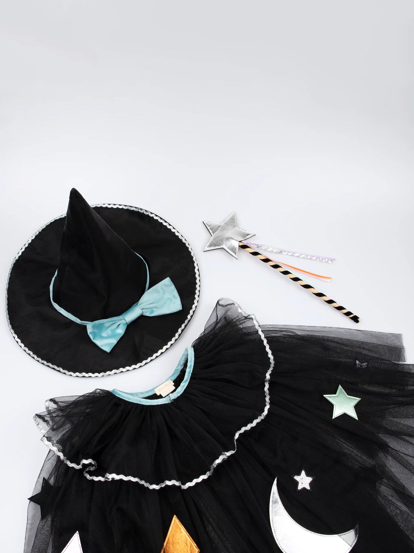 Tulle Appliqué Witch Cape, Hat & Wand