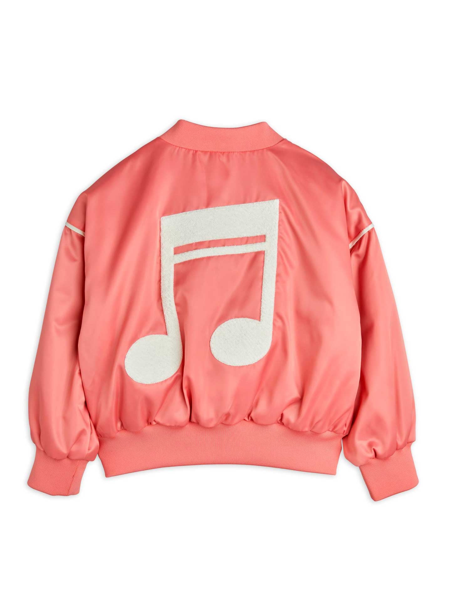 Pink Note Chenille Satin Baseball Jacket