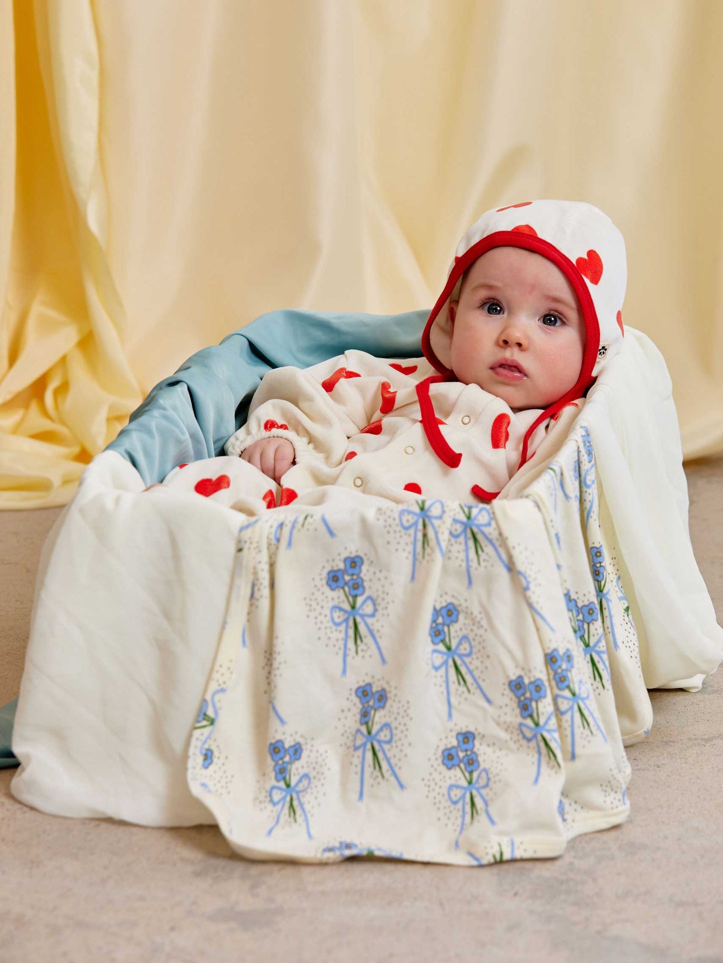 Hearts AOP Velour Baby Jumpsuit