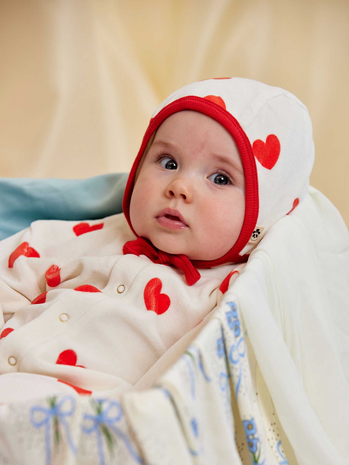 Hearts AOP Velour Baby Jumpsuit