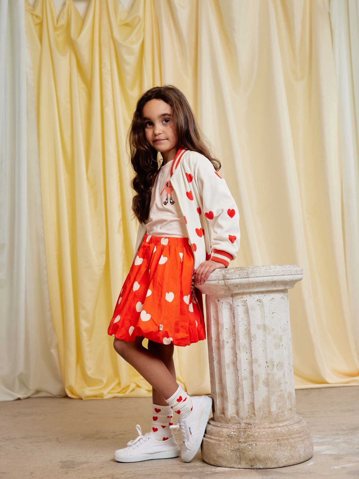 Hearts AOP Velour Baseball Cardigan