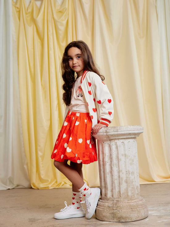 Hearts AOP Velour Baseball Cardigan