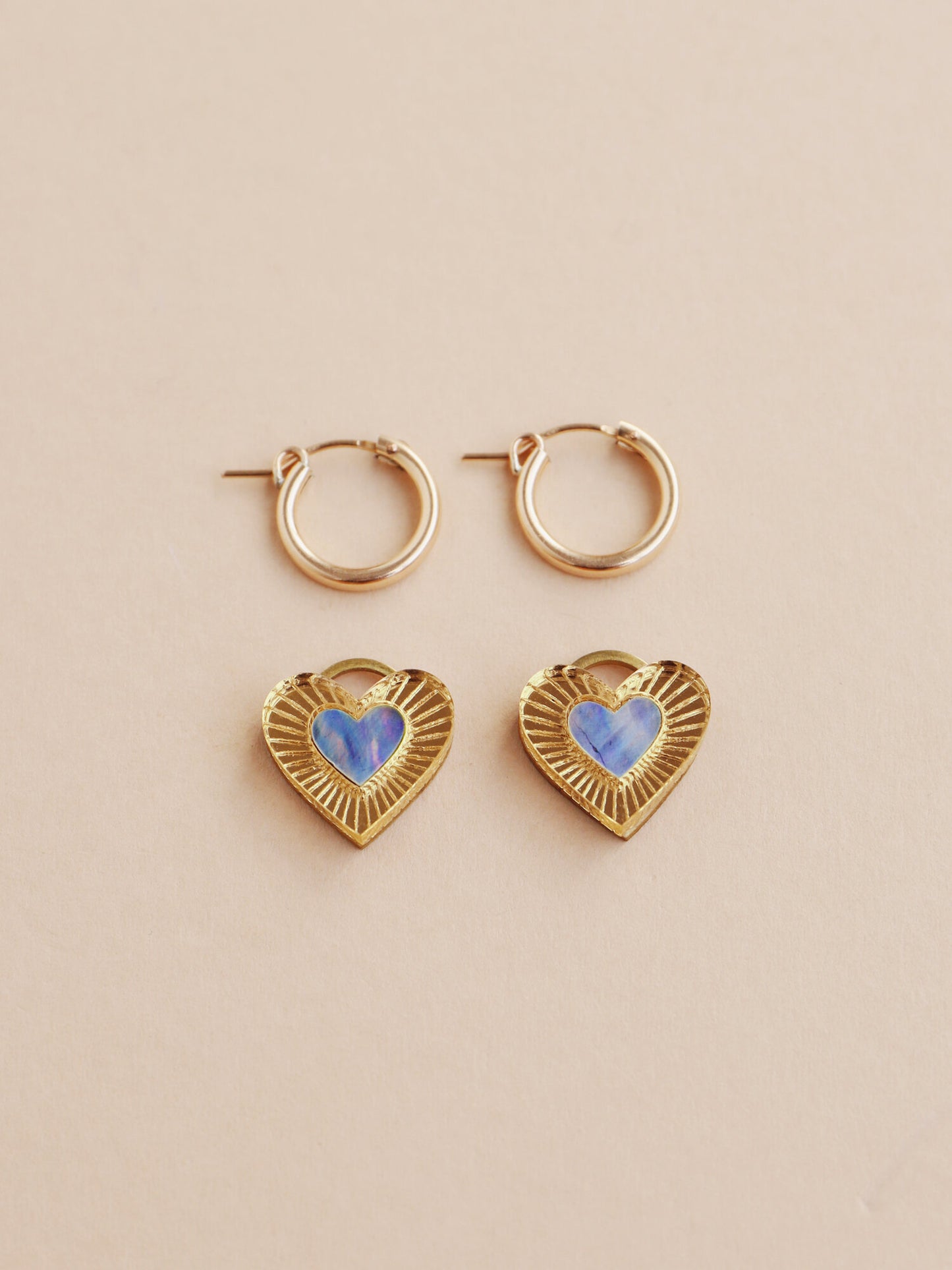 Blue Mother of Pearl Mini Lyra Hoops