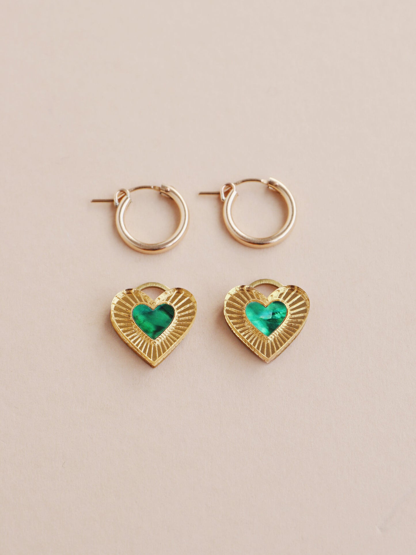 Emerald Mother of Pearl Mini Lyra Hoops