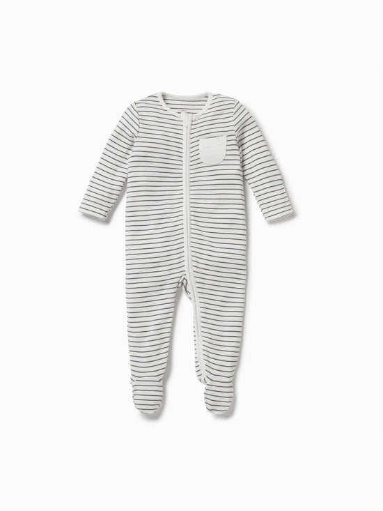 Grey Stripe Clever Zip Sleepsuit