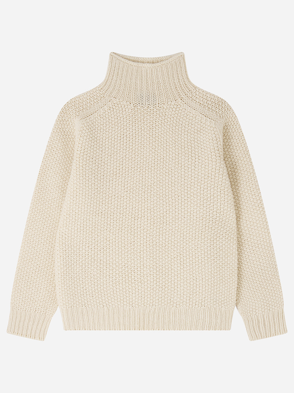 Ecru Moss Stitch Turtleneck Jumper
