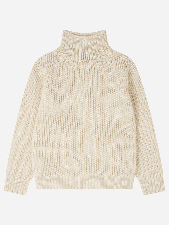 Ecru Moss Stitch Turtleneck Jumper