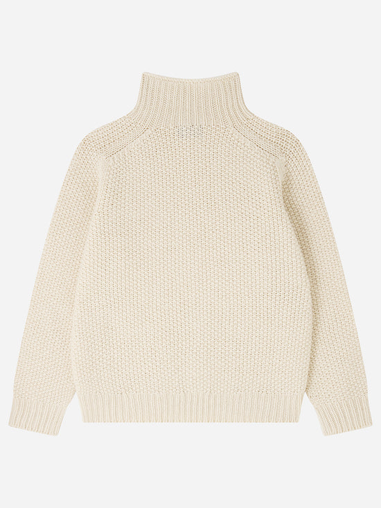 Ecru Moss Stitch Turtleneck Jumper