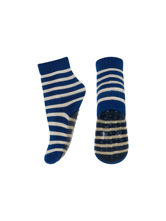 Blue and white striped socks for women