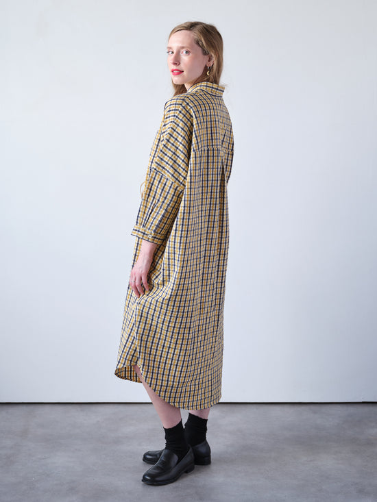 Mustard Check Shirt Dress