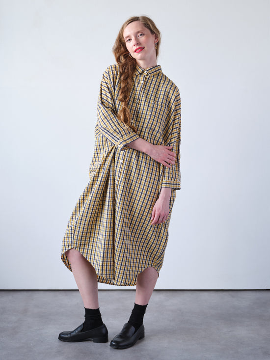 Mustard Check Shirt Dress