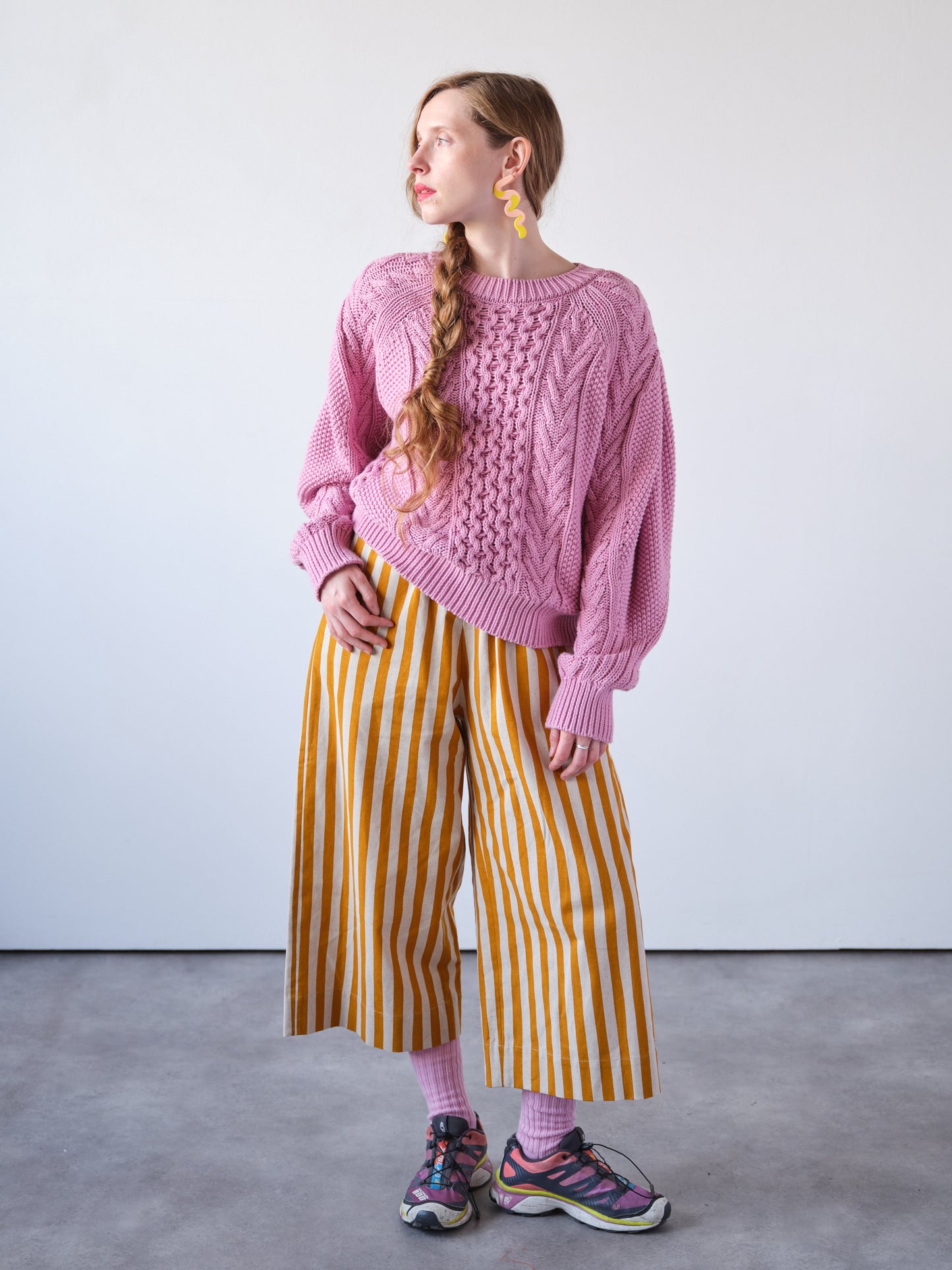 Mustard Yellow Stripe Wide Leg Trousers