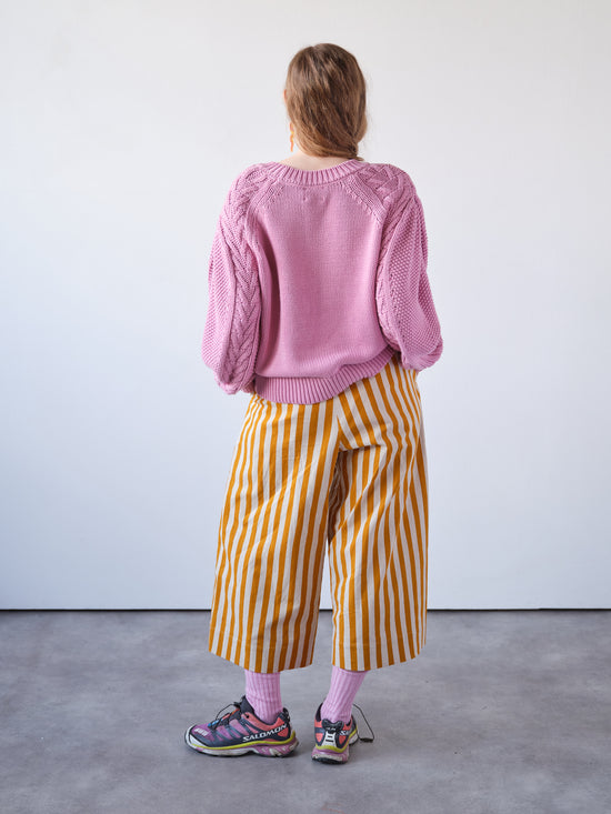 Mustard Yellow Stripe Wide Leg Trousers