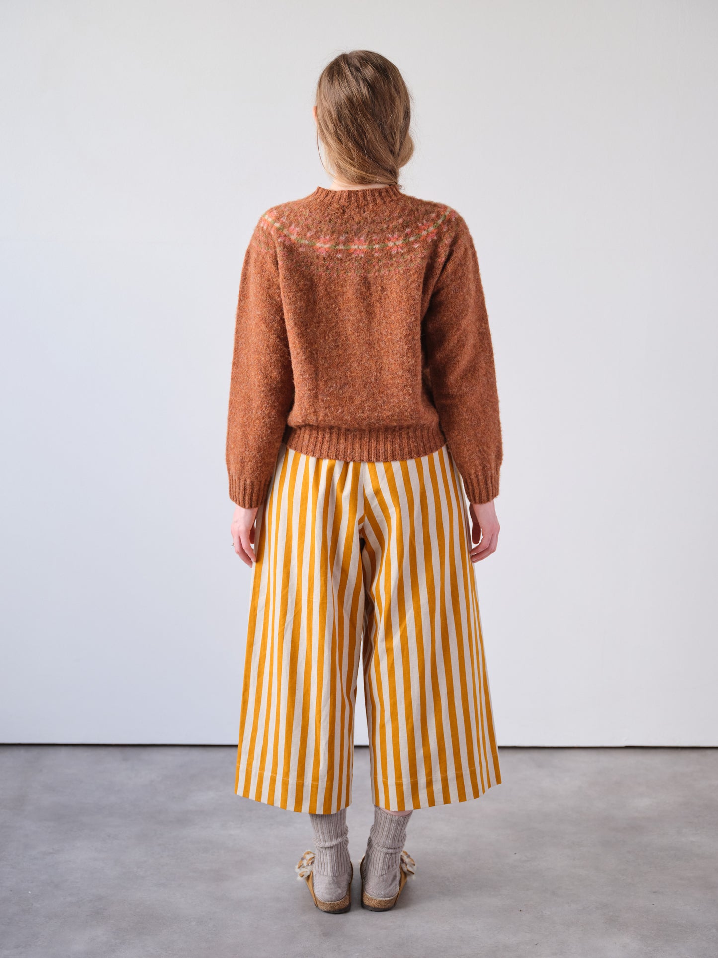 Mustard Yellow Stripe Wide Leg Trousers