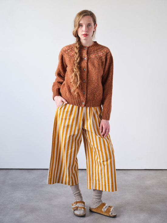 Mustard Yellow Stripe Wide Leg Trousers