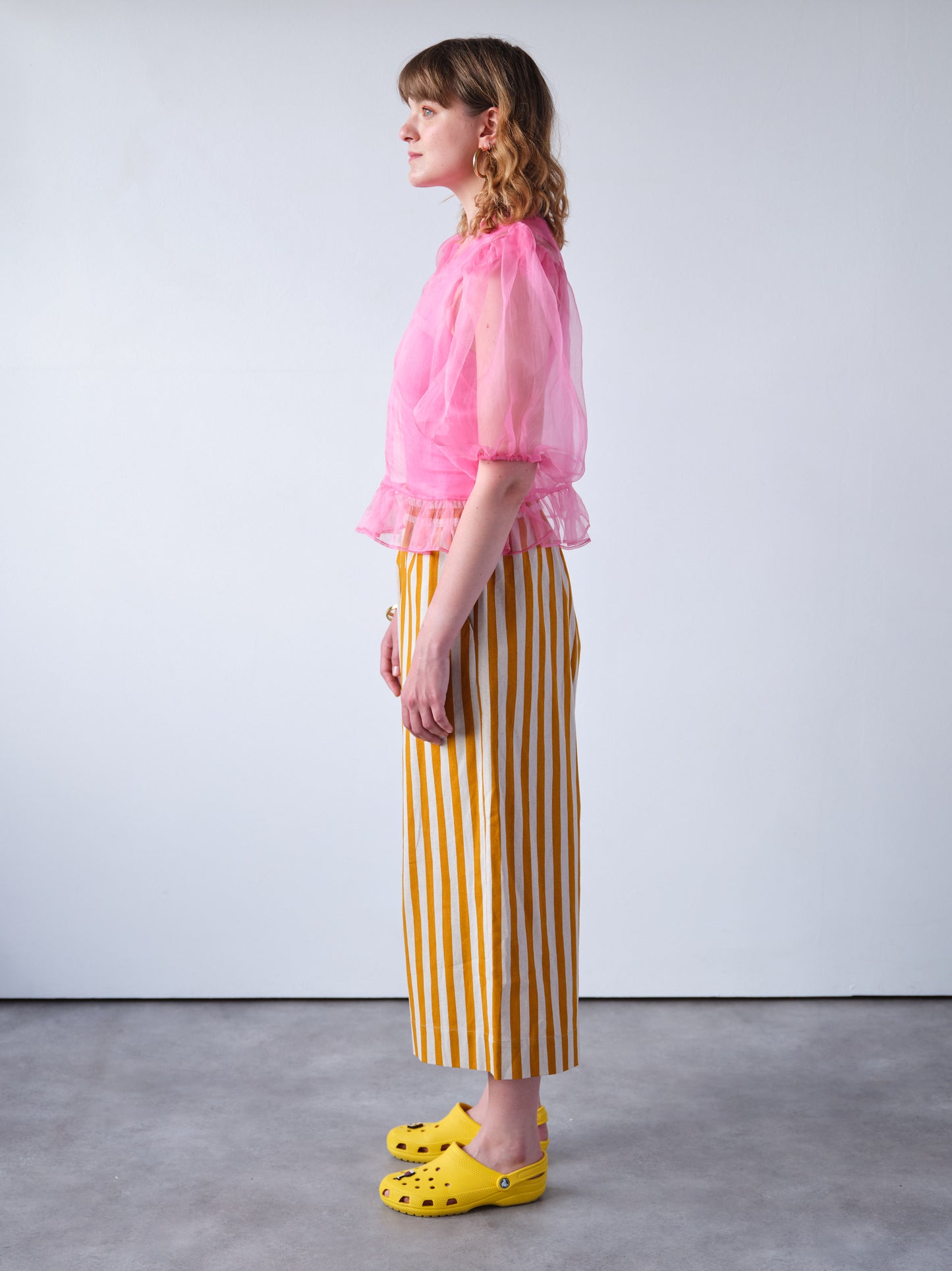 Mustard Yellow Stripe Wide Leg Trousers