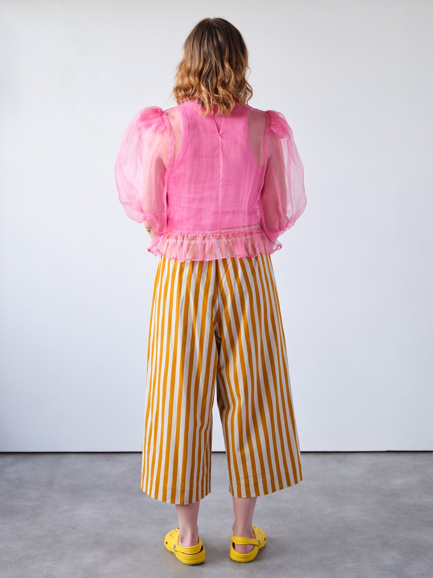 Mustard Yellow Stripe Wide Leg Trousers