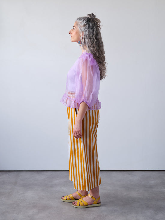 Mustard Yellow Stripe Wide Leg Trousers