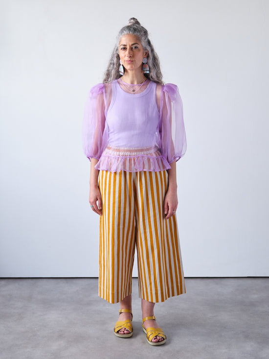 Mustard Yellow Stripe Wide Leg Trousers