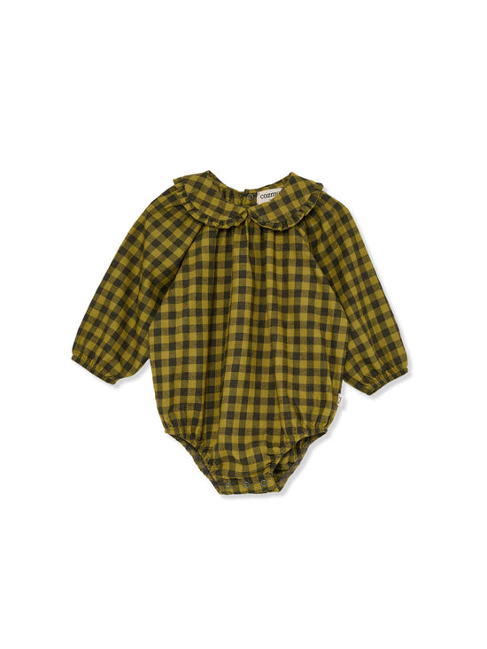 Green Gingham Baby Romper