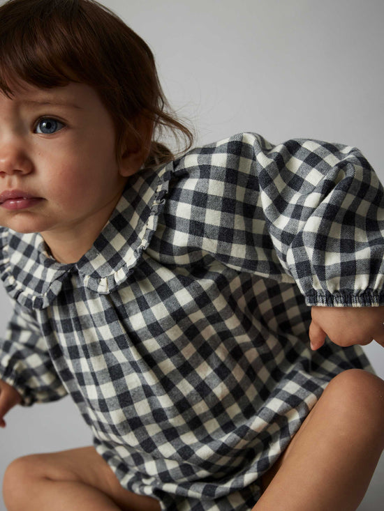 Green Gingham Baby Romper