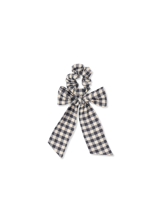 Ivory Gingham Bow Scrunchie