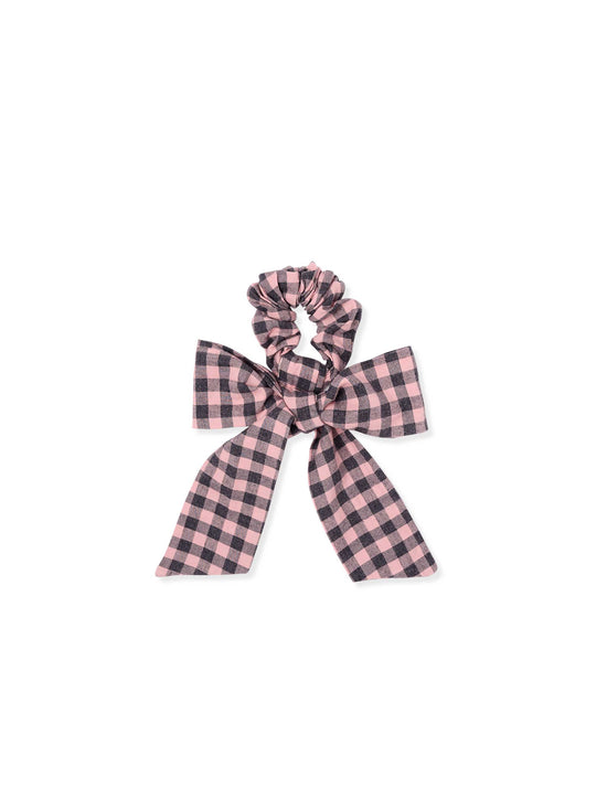 Pink Gingham Bow Scrunchie