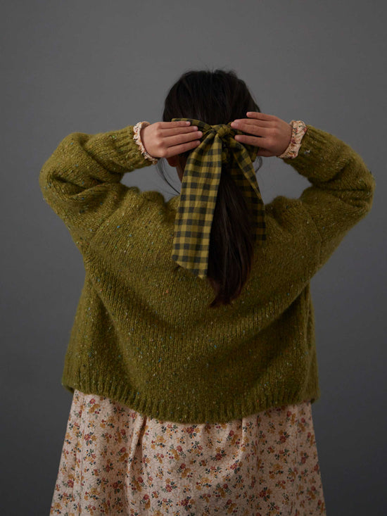 Green Gingham Bow Scrunchie