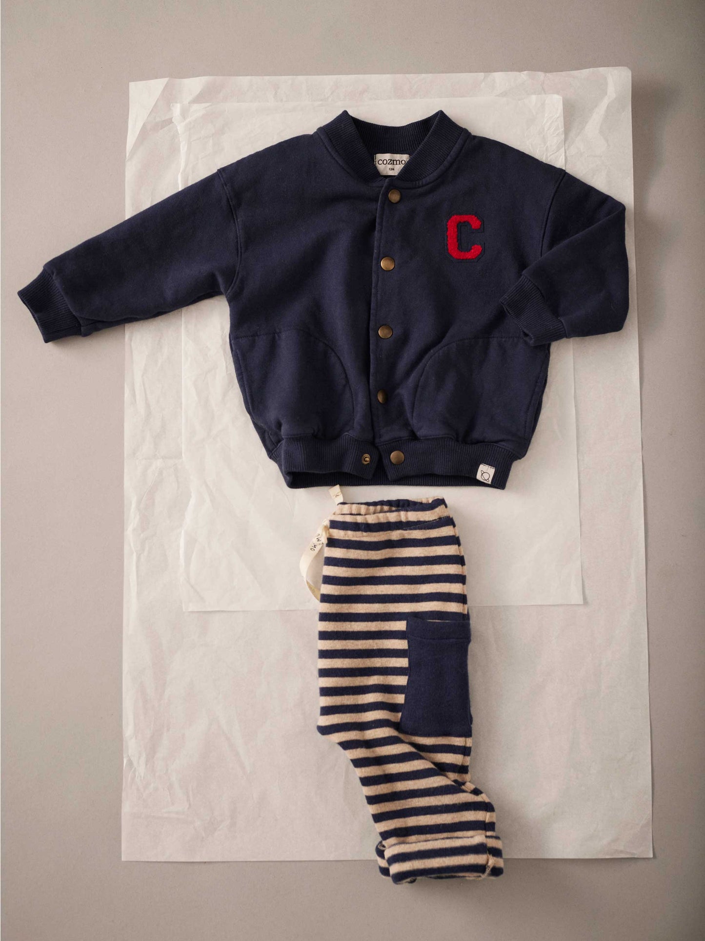 Navy Soft Stripes Knit Baby Pants