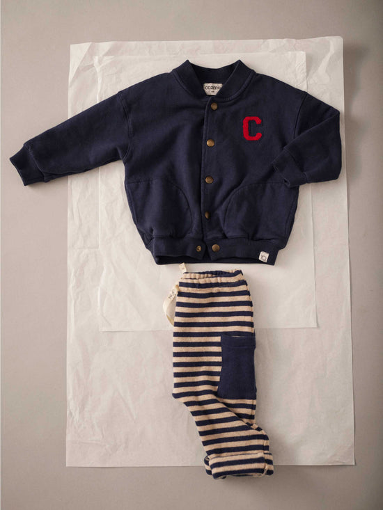 Navy Soft Stripes Knit Baby Pants