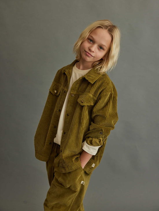 Green Organic Cord Overshirt Jacket