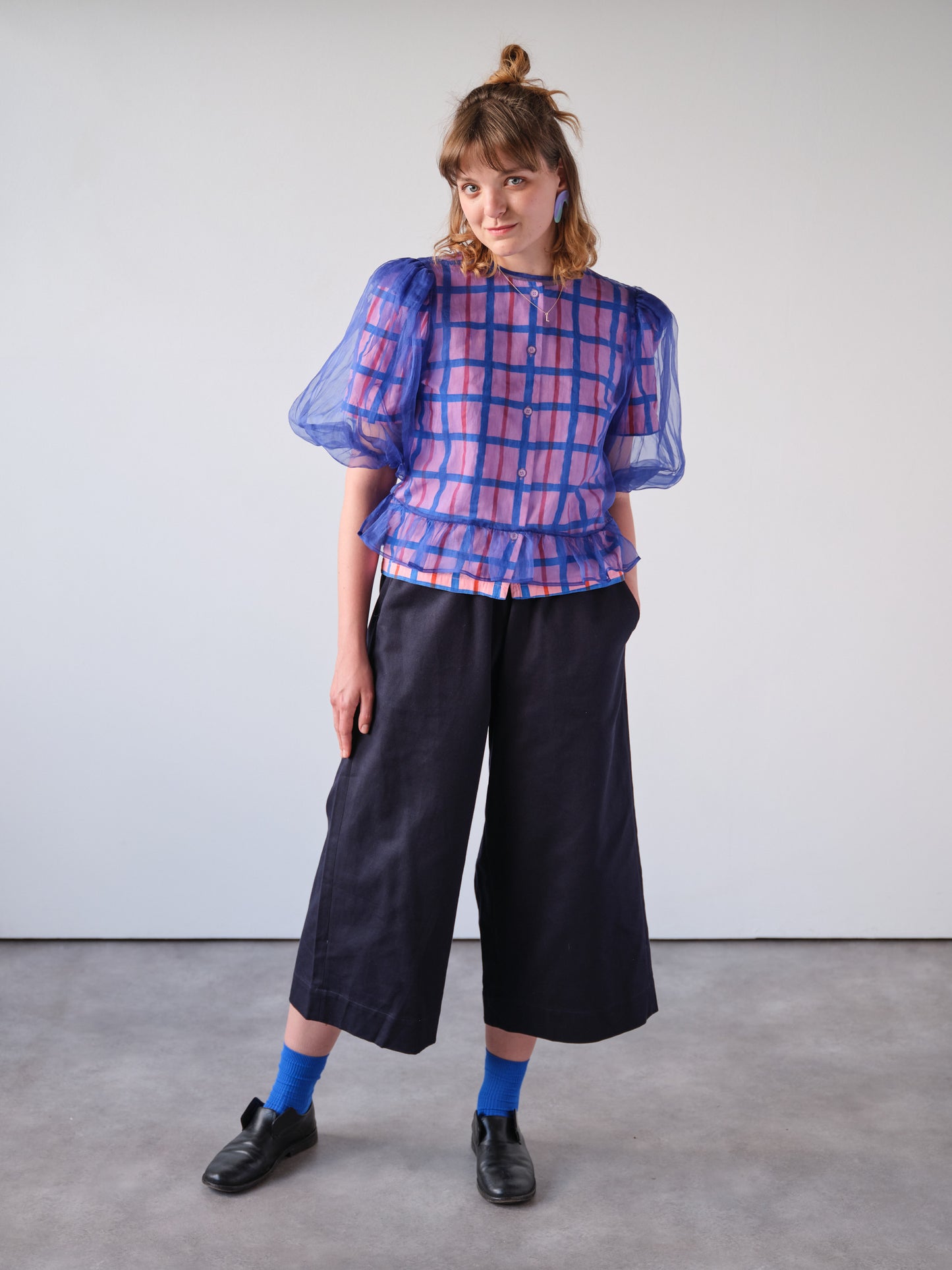 Navy Wide Leg Trousers