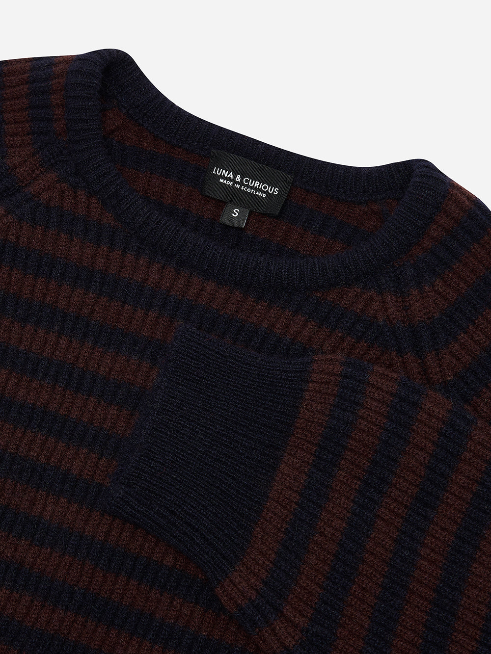 Navy & Brown Stripe Rib Knit Jumper