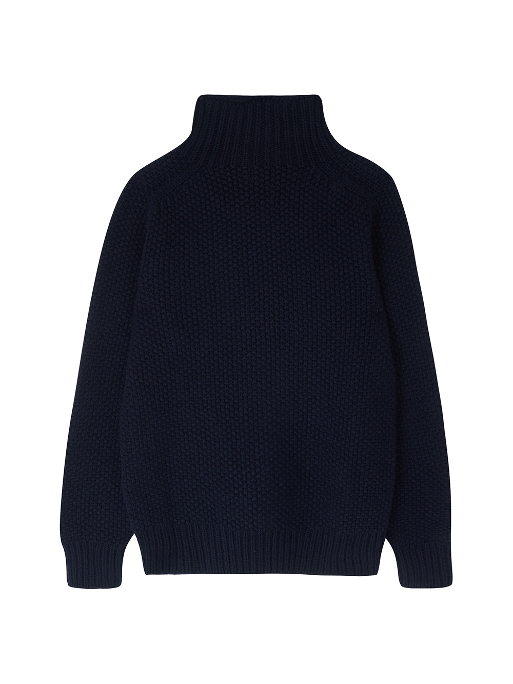 Navy Moss Stitch Turtleneck Jumper