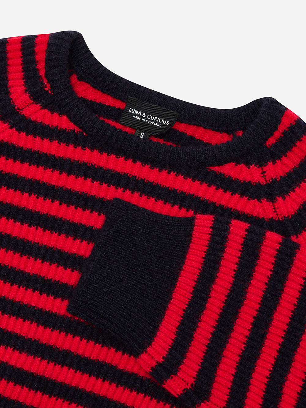 Navy & Red Stripe Rib Knit Jumper