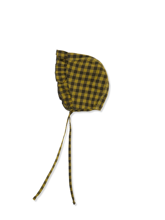 Green Gingham Baby Bonnet