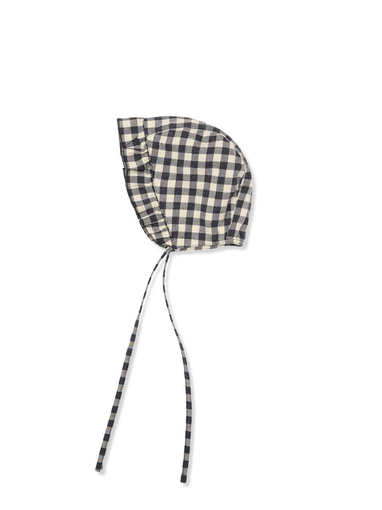 Ivory Gingham Baby Bonnet