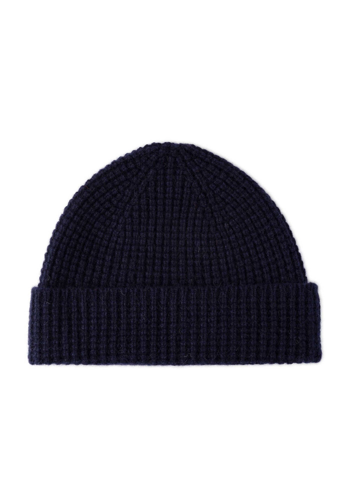 Navy Waffle Beanie Hat