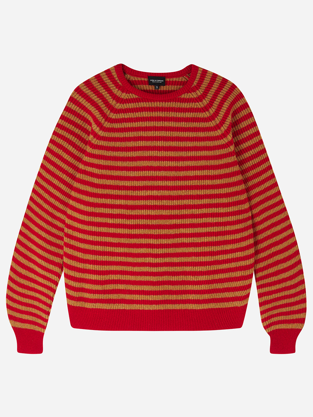 Ochre & Scarlet Stripe Rib Knit Jumper