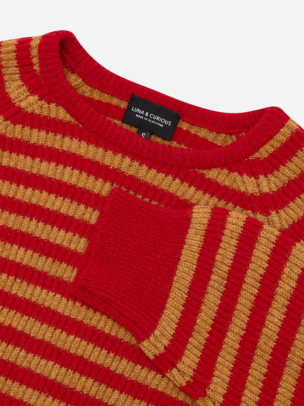 Ochre & Scarlet Stripe Rib Knit Jumper