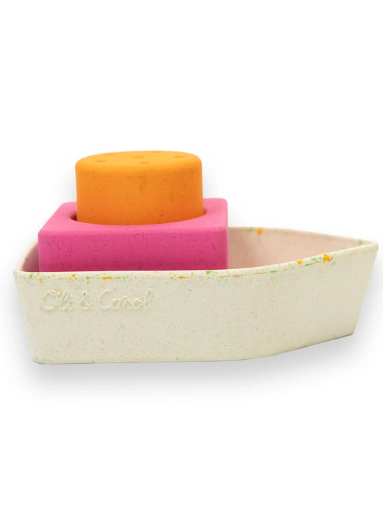 Orange Upcycled Boat Bath Toy