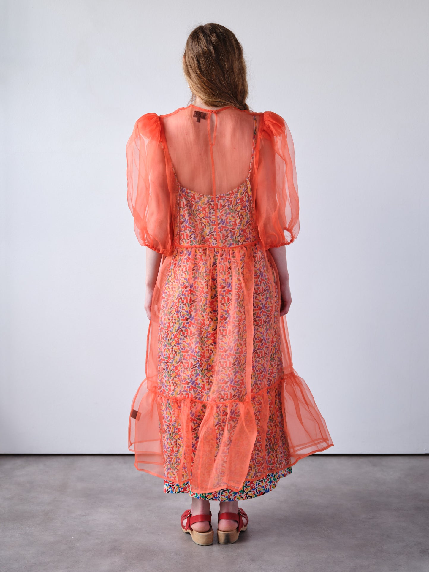 Orange Puff Sleeve Dress